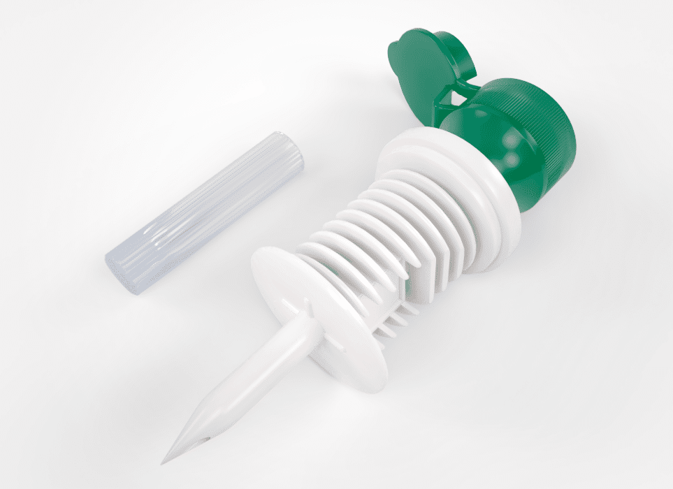 Minispike grün mit Luer Lock, Verbrauchsmaterial für CT, MRT und Angiographie