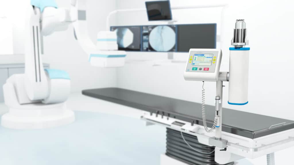 Accutron HP als Table Version, ein Kontrastmittelinjektor der MEDTRON AG für die Angiographie